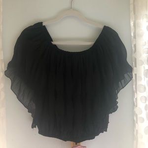 Black textured off the shoulder top from Vestique!